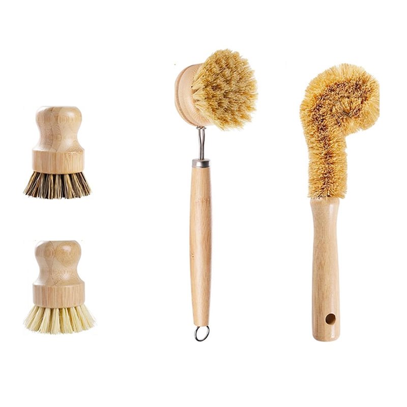 Dish Brush Bamboo - ABNL Ergonomische Holzgriffe 4-teiliges Bambus- und